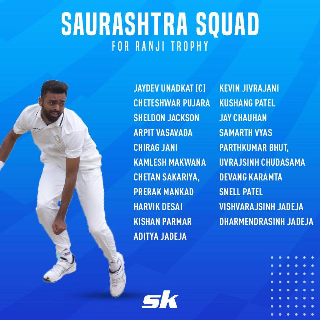 Saurashtra squad Ranji Trophy